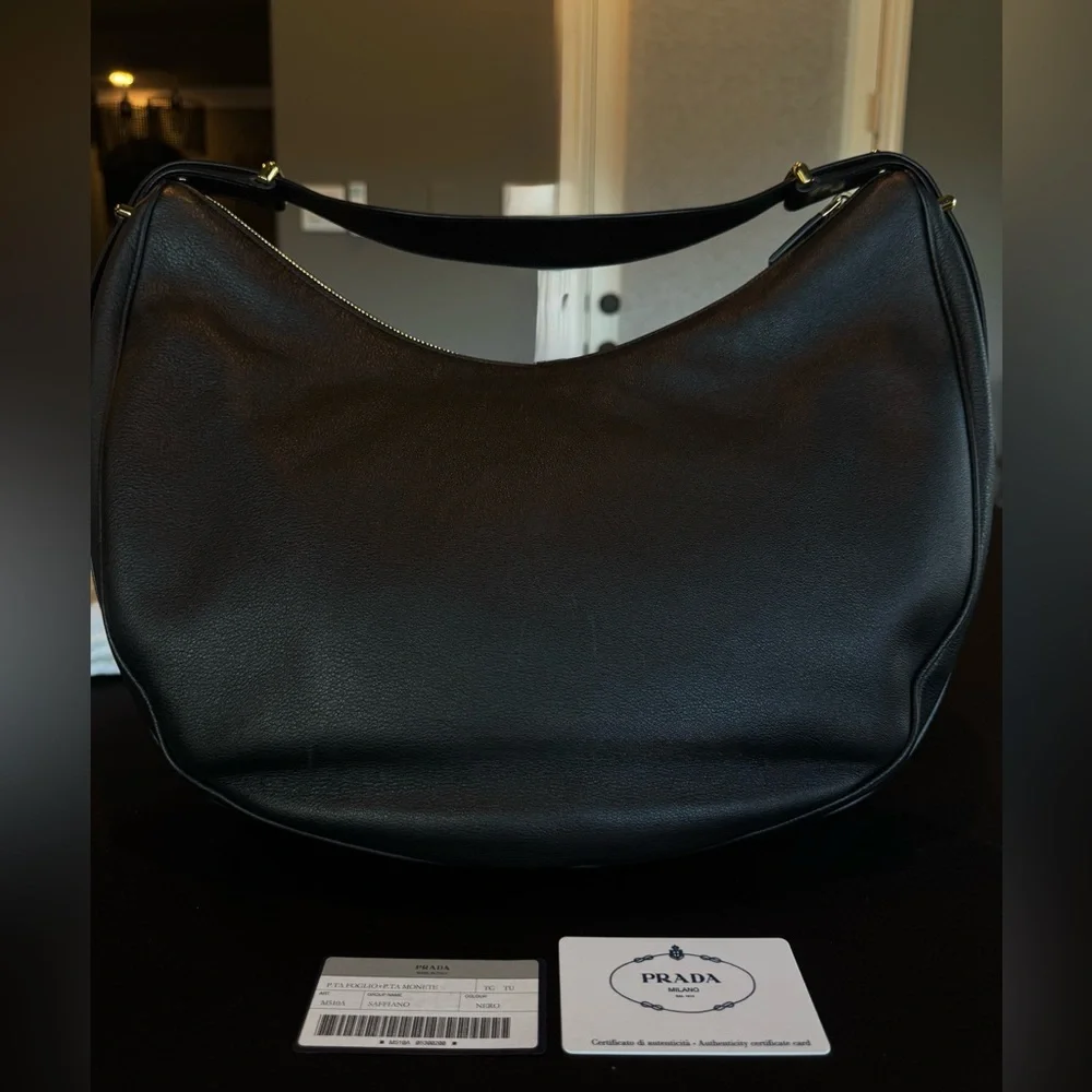 NWOT Prada Arque Large Black Leather Shoulder Bag - Picture 7 of 13